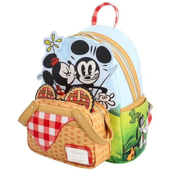 Loungefly Mickey & Friends Picnic Basket Mini Backpack with Coin Bag NWT